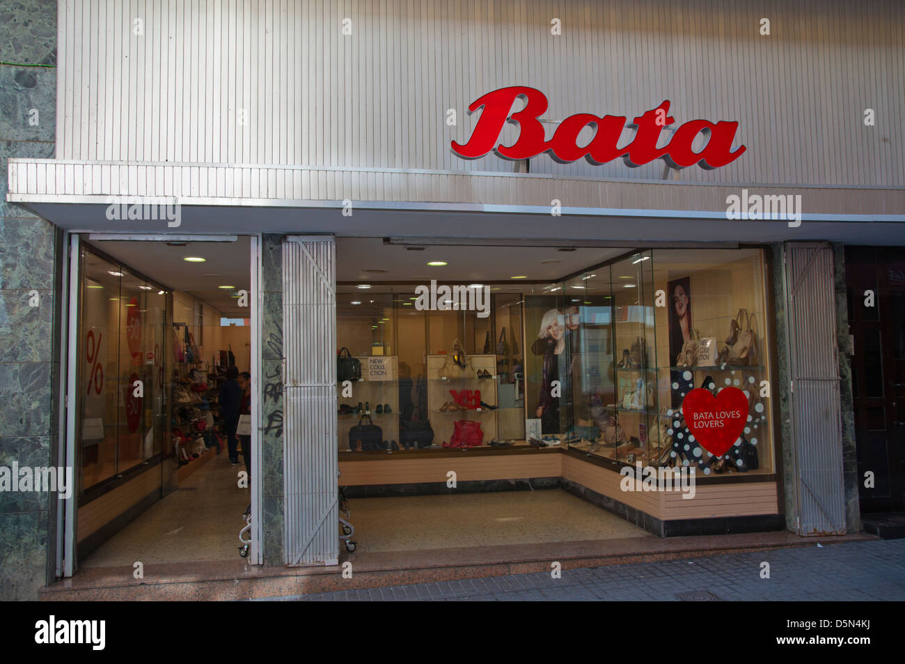 Bata Shoe shop Calle Castillo street central Santa Cruz città isola di Tenerife Isole Canarie Spagna Foto Stock