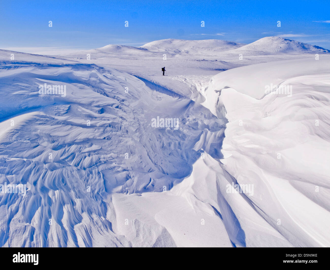 Sci alpinismo nelle montagne del nord della Norvegia / Finlandia area di confine Foto Stock