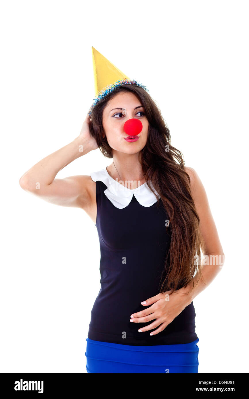 Schiuma rossa naso a clown isolato su bianco Foto stock - Alamy