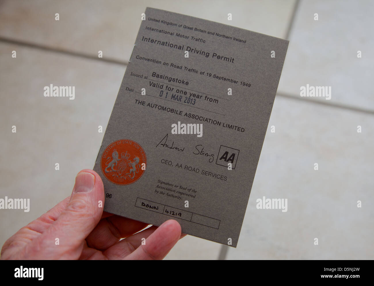 Un permesso di guida internazionale, Inghilterra Foto Stock