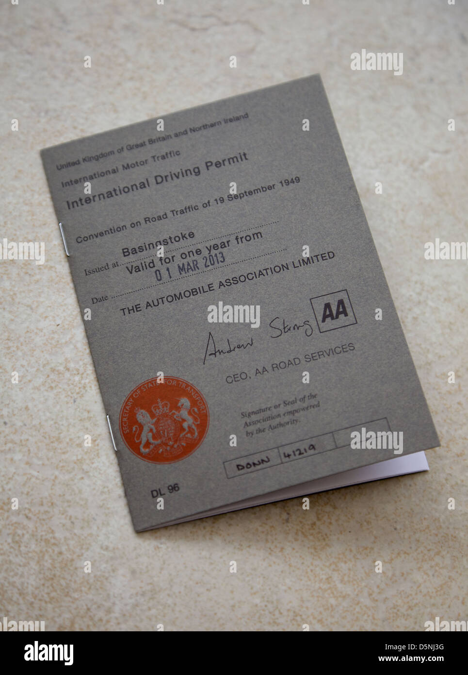 Un permesso di guida internazionale, Inghilterra Foto Stock