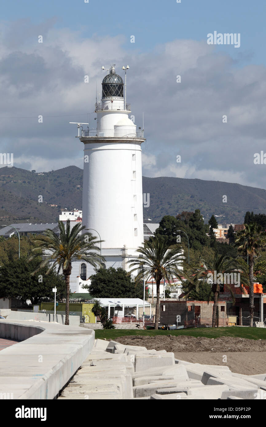 Faro in Malaga, Andalusia Spagna Foto Stock