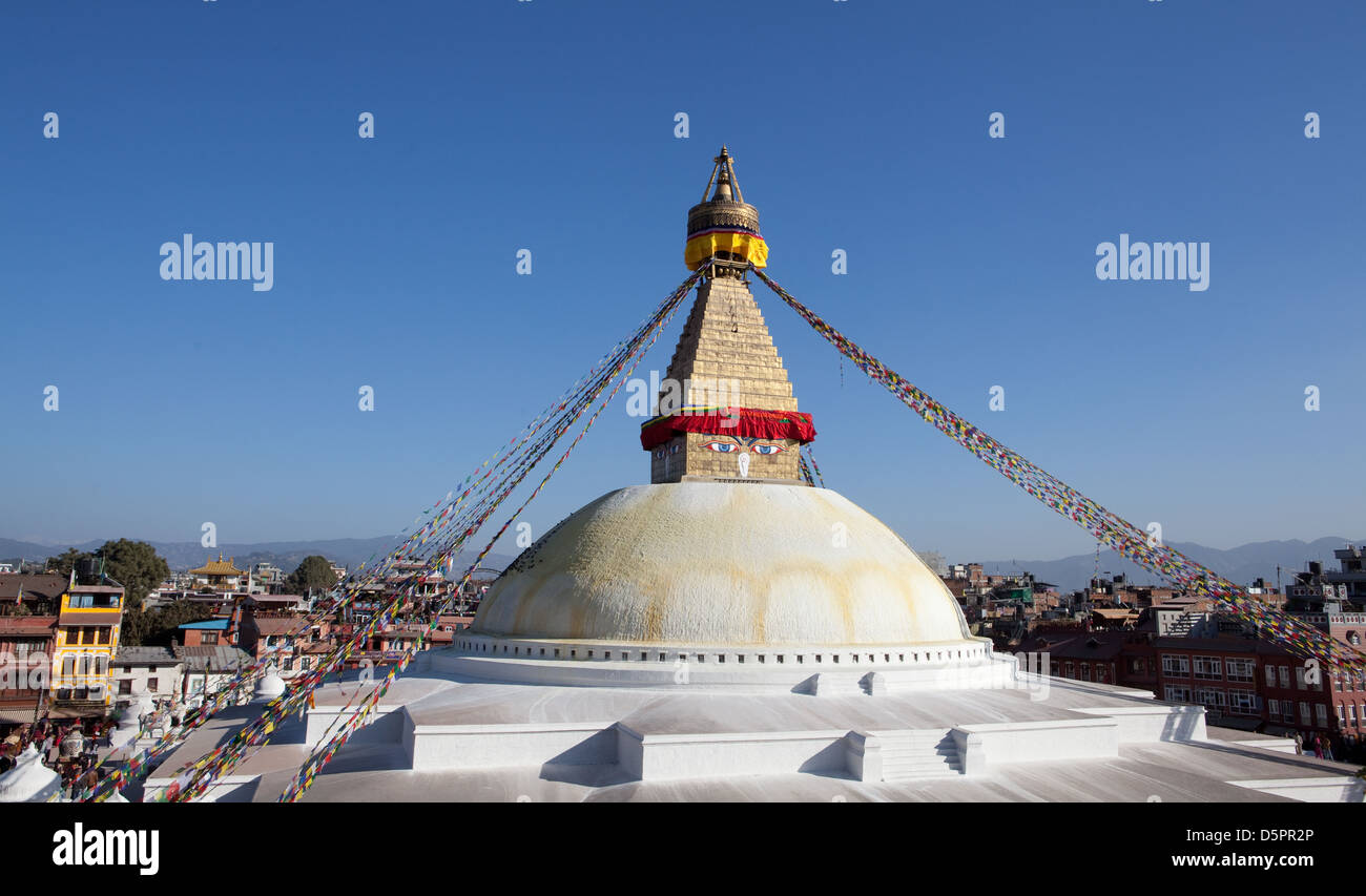 Boudha, Bouddhanath o Baudhanath Stupa, Kathmandu, Nepal Foto Stock
