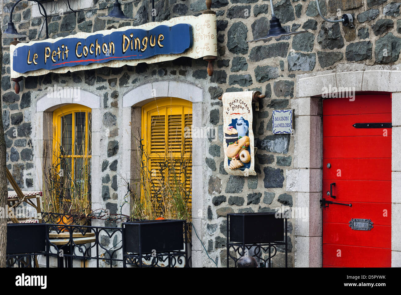 Le Petit Cochon Dingue, Old Quebec Quebec City, Quebec, Canada Foto Stock