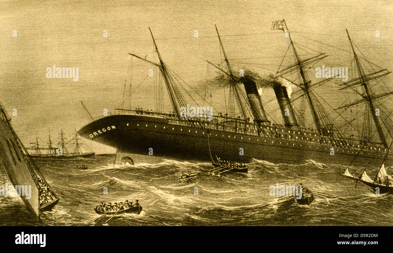 Affondamento del piroscafo Oregon della Cunard Line, circa 1886 Foto Stock