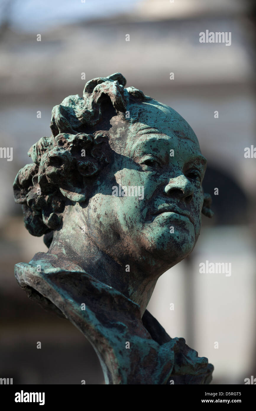 Busto (1889) di attore francese Leon Noel (1844-1913) da Jean-Baptiste Gustave Deloye, Pere Lachaise Cemtery, Parigi, Francia Foto Stock