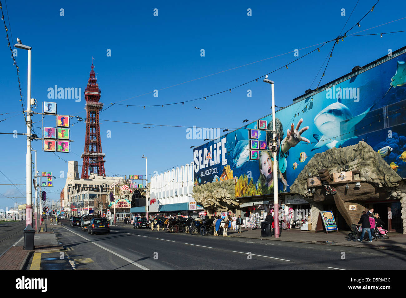 Sealife Centre e Torre di Blackpool, lungomare di Blackpool, Lancashire, Inghilterra, Regno Unito Foto Stock