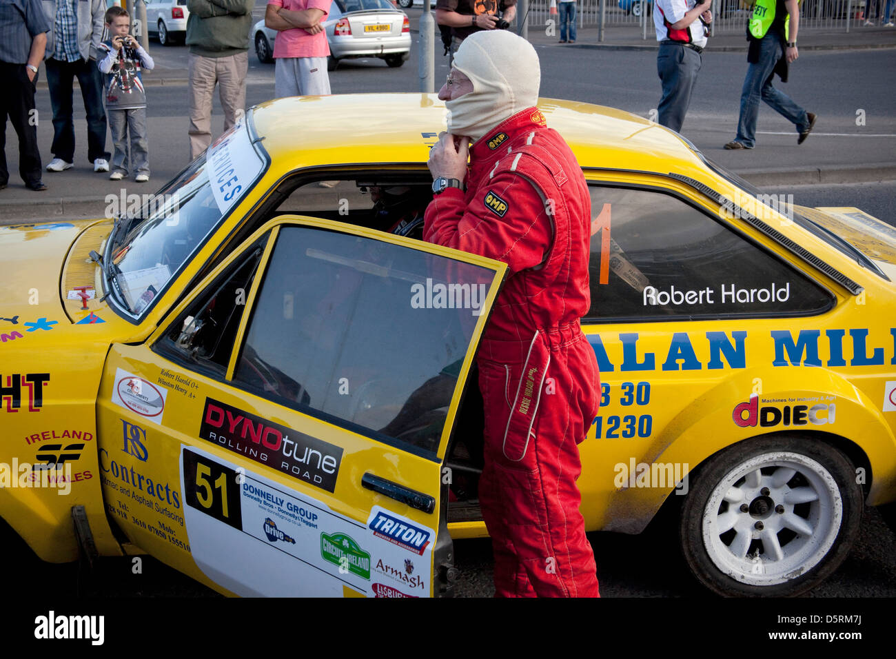 Circuito di Irlanda Rally, Lisburn, Irlanda del Nord, speciale allo stadio, Motor Sport Foto Stock