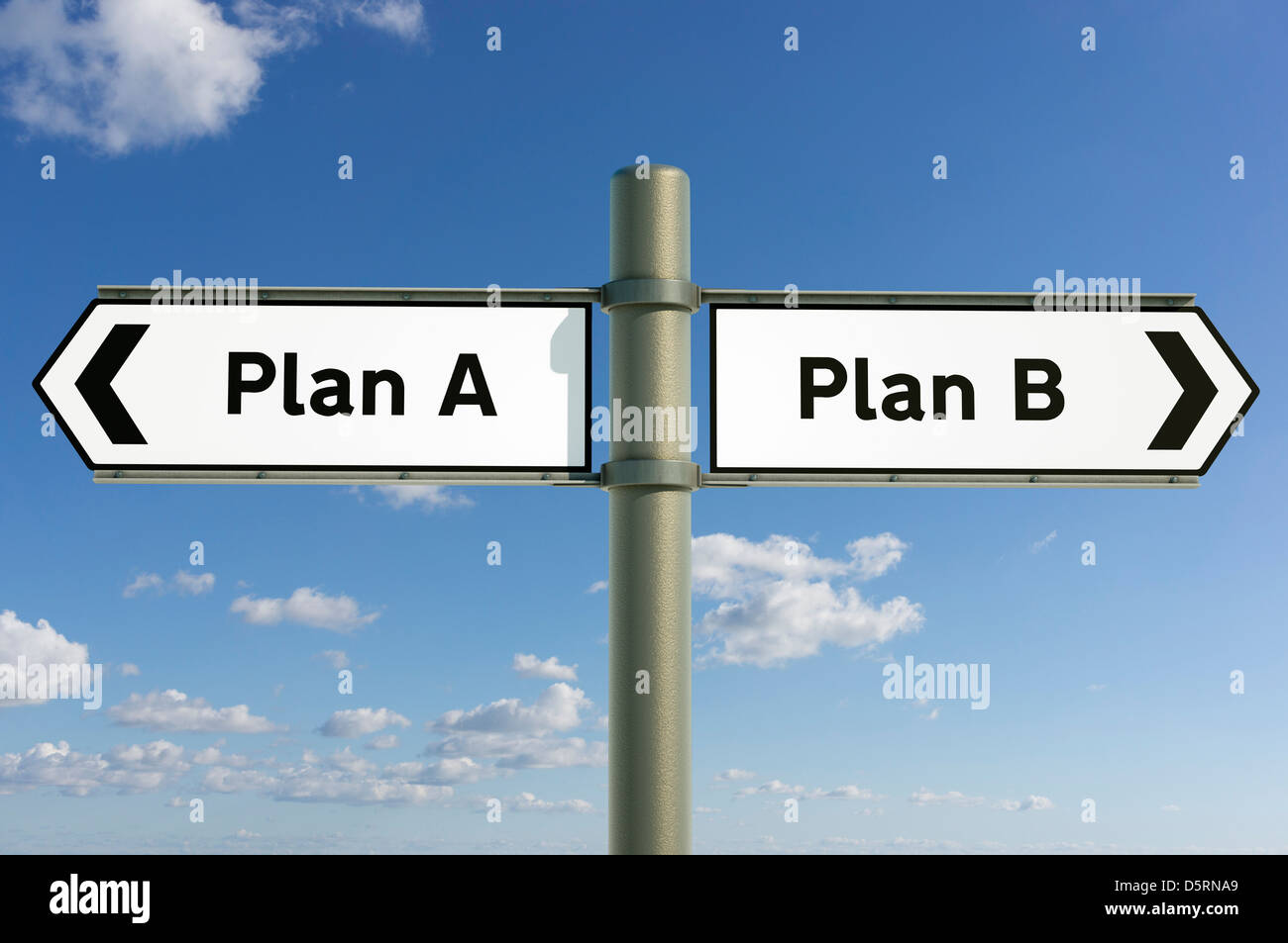 Concetto di modifica - il piano A o piano B il processo decisionale scelta concetto segno Foto Stock