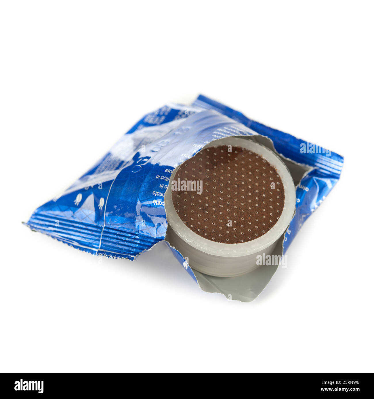 Le cialde di caffè su sfondo bianco Foto Stock