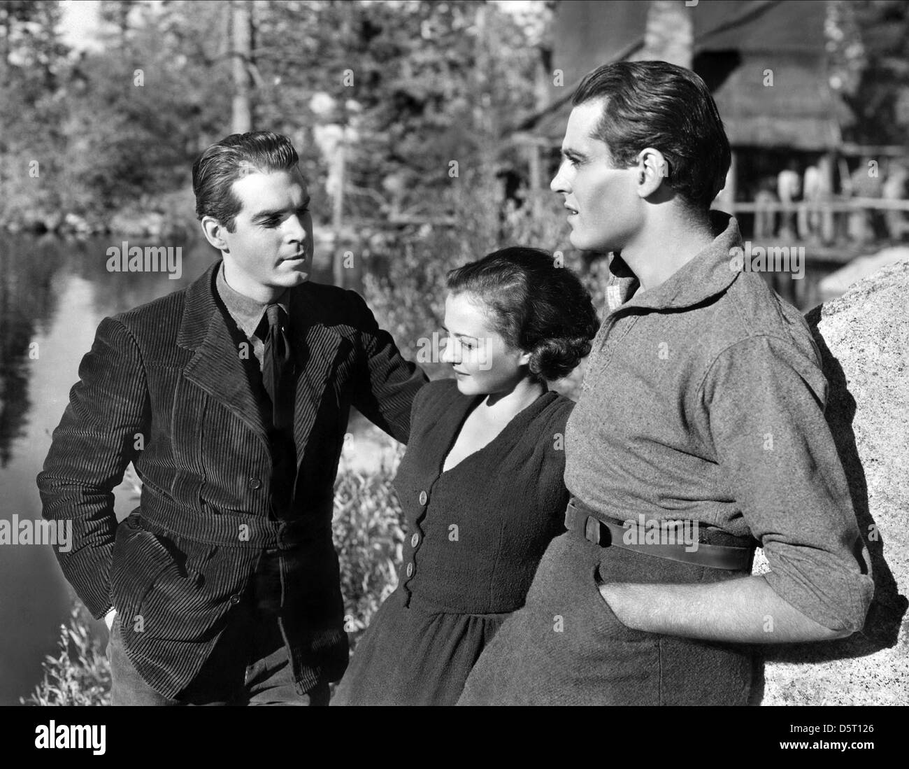 FRED MACMURRAY, SYLVIA SIDNEY, Henry Fonda, il sentiero del Pino Solitario, 1936 Foto Stock
