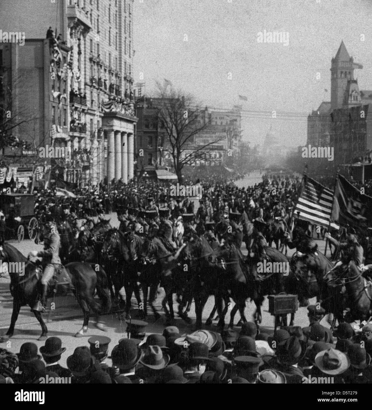 Inaugurazione del Presidente Roosevelt, Marzo 4, 1905. La Parata inaugurale. Scorta di cavalleria Foto Stock