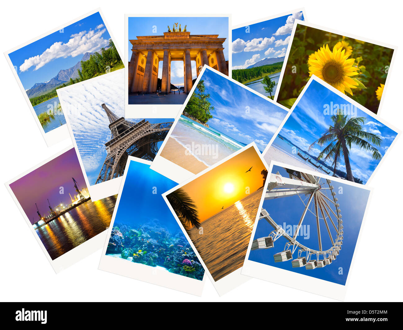 Foto di viaggio collage isolati su sfondo bianco Foto Stock