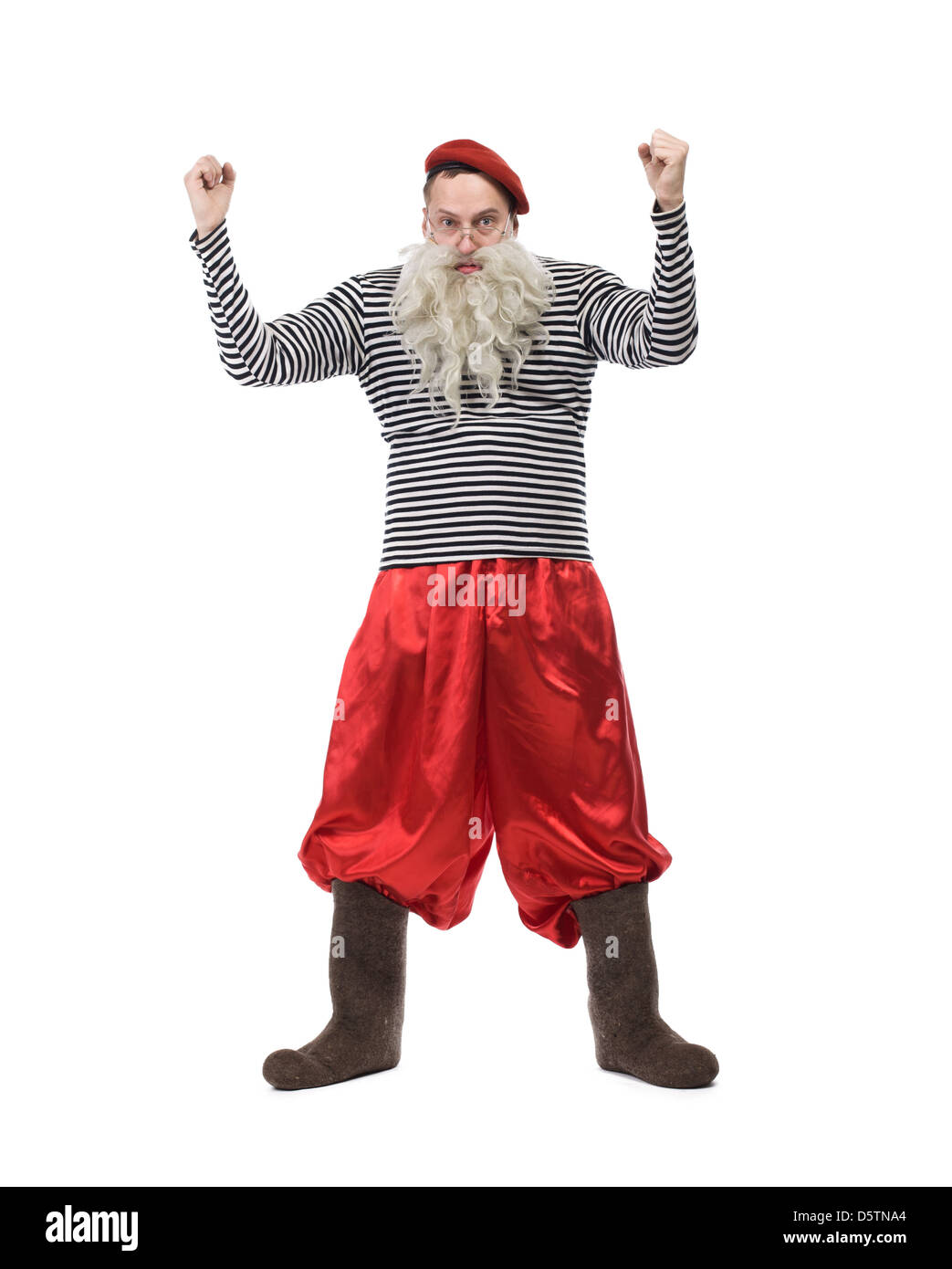 Funny vecchio in pantaloni rossi Foto Stock