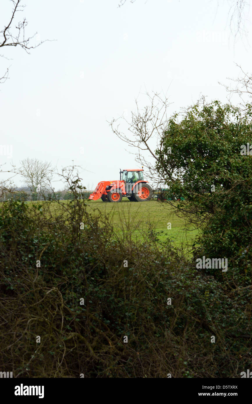 Trattore kubota uk tagliaerba tosaerba ambra Foto Stock