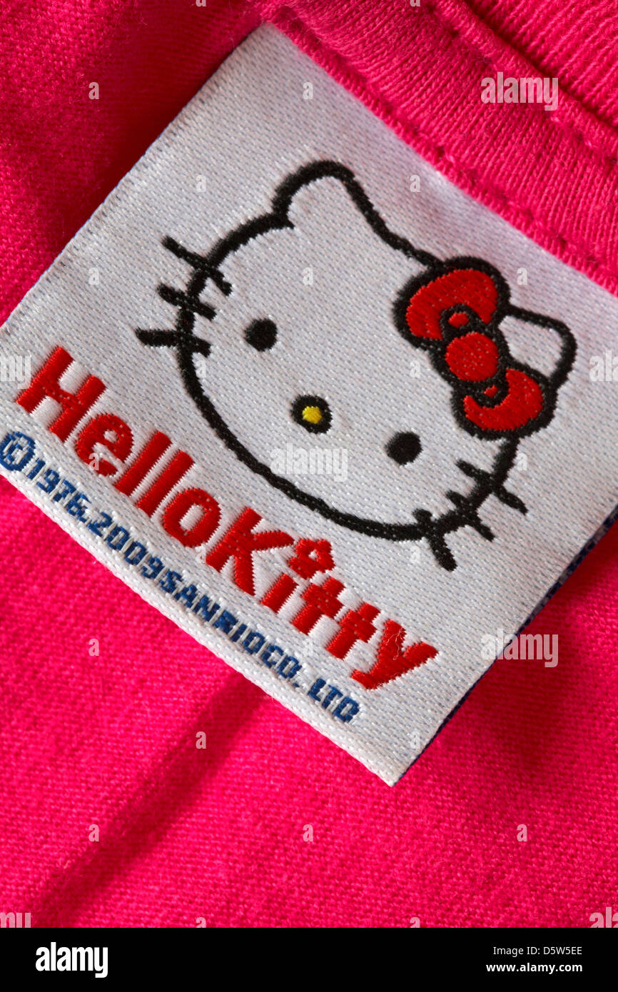 Hello kitty etichetta nel capo di abbigliamento Foto Stock