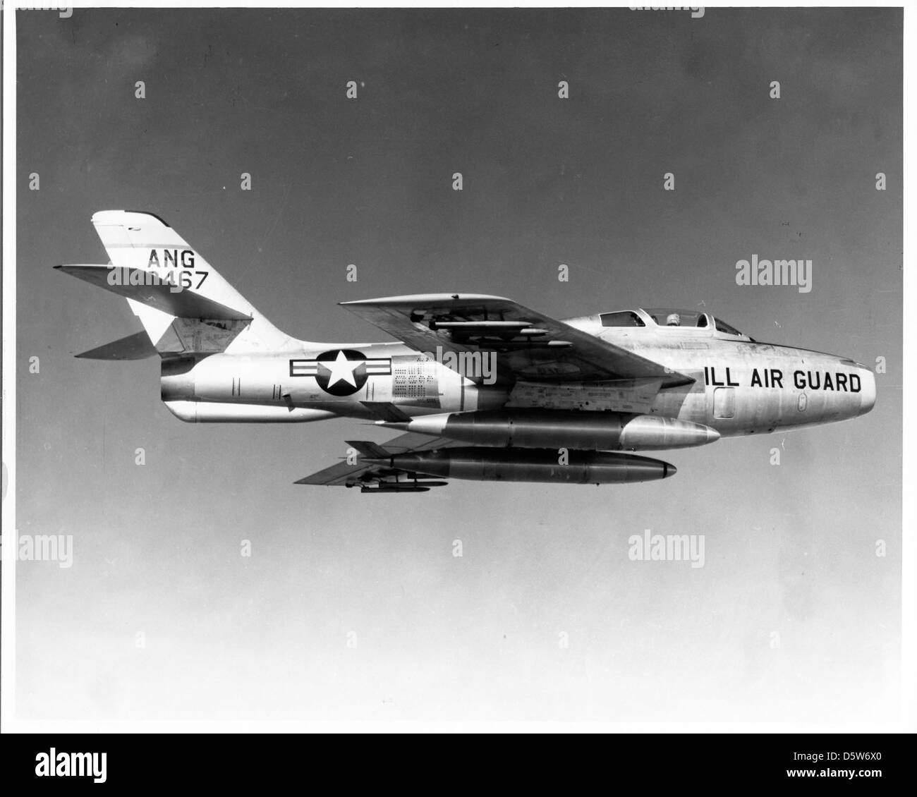 Repubblica F-84F 'Thunderstreak' dei 170 FBS, mal ANG (Springfield capitale dell'aeroporto). Foto Stock