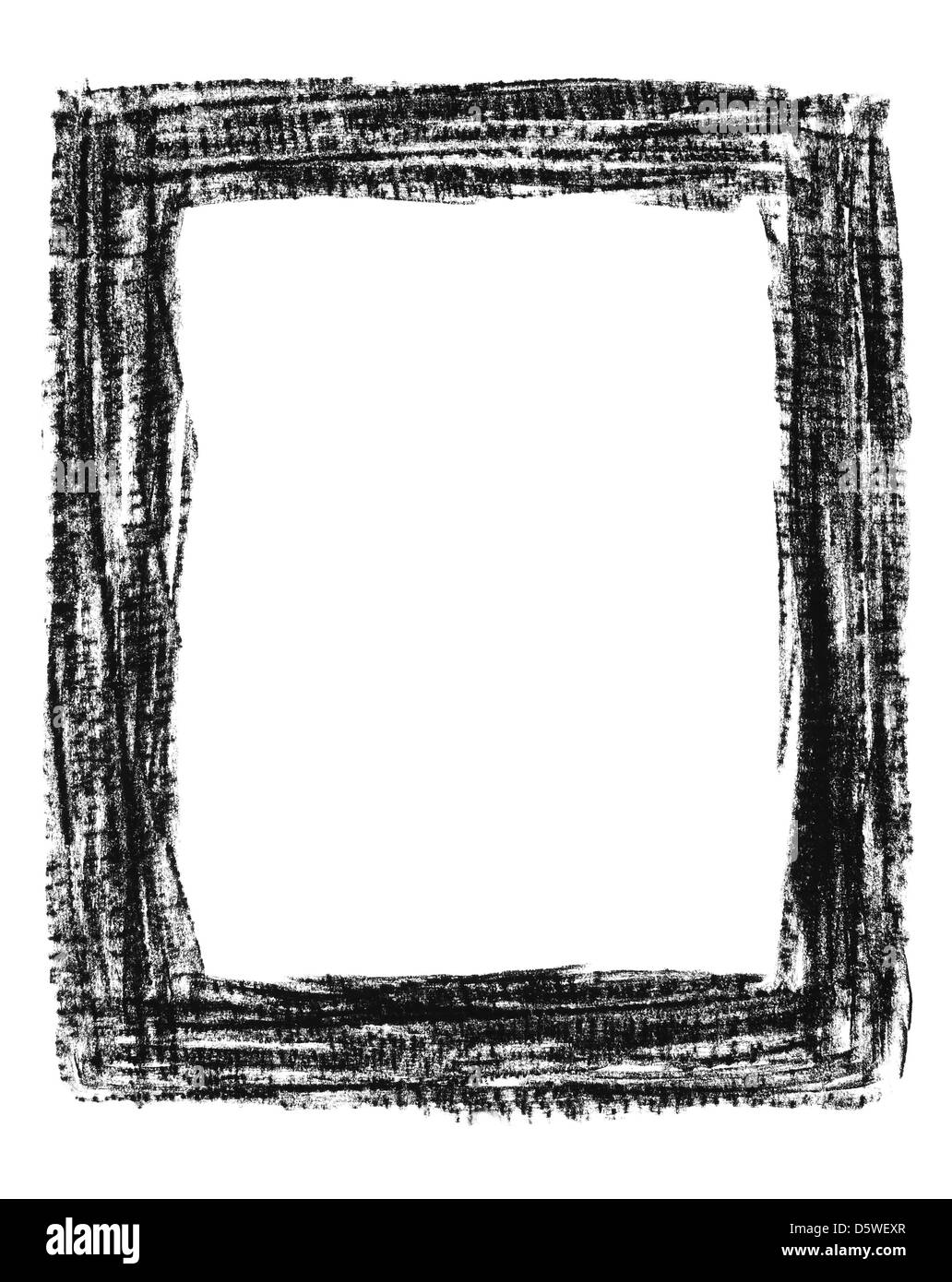Disegnate a mano nero testurizzato grunge frame isolati su bianco. Foto Stock