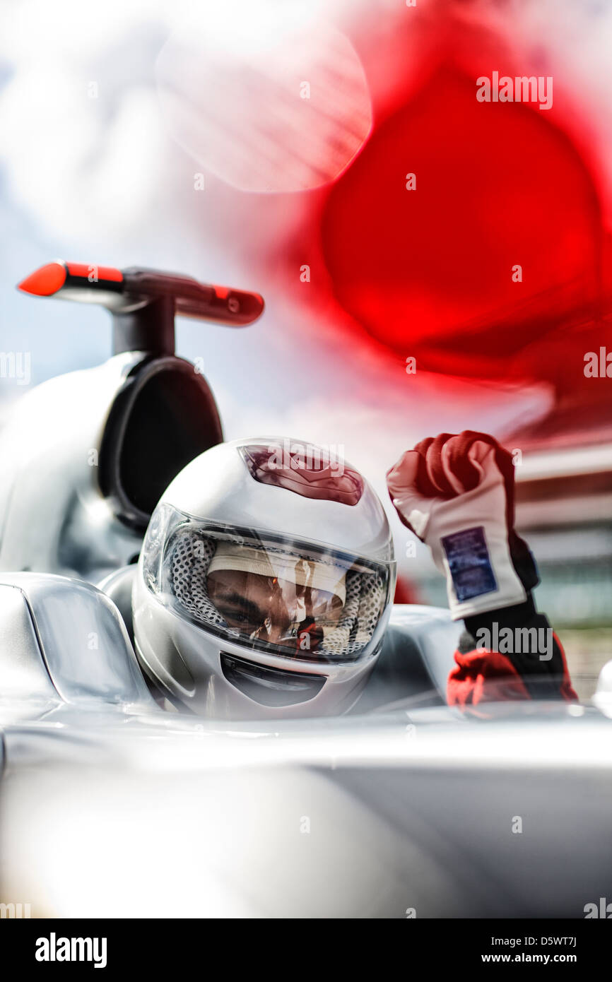 Racer tifo in auto sulla pista Foto Stock
