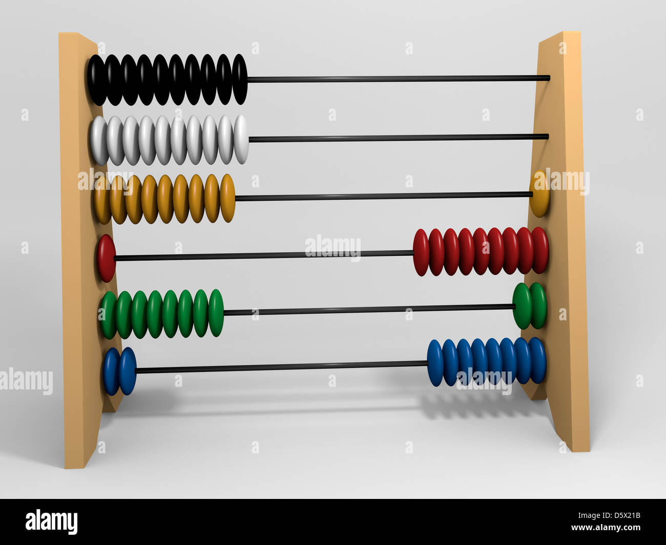 Close-up di abaco in legno utilizzato per il conteggio, 3d Foto Stock