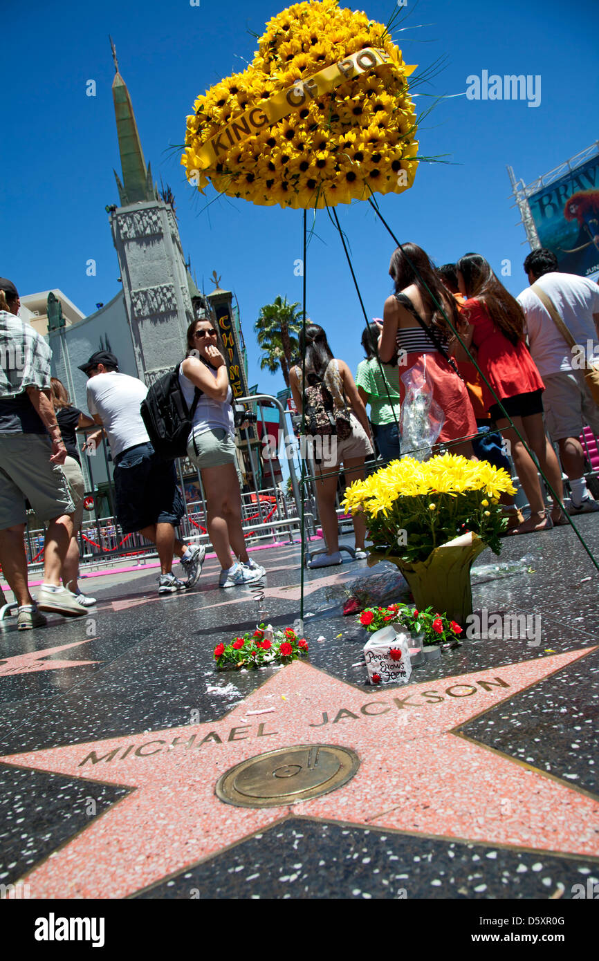 Michael Jackson stella sulla Hollywood Walk of Fame, Hollywood Blvd, Los Angeles, California, Stati Uniti d'America Foto Stock