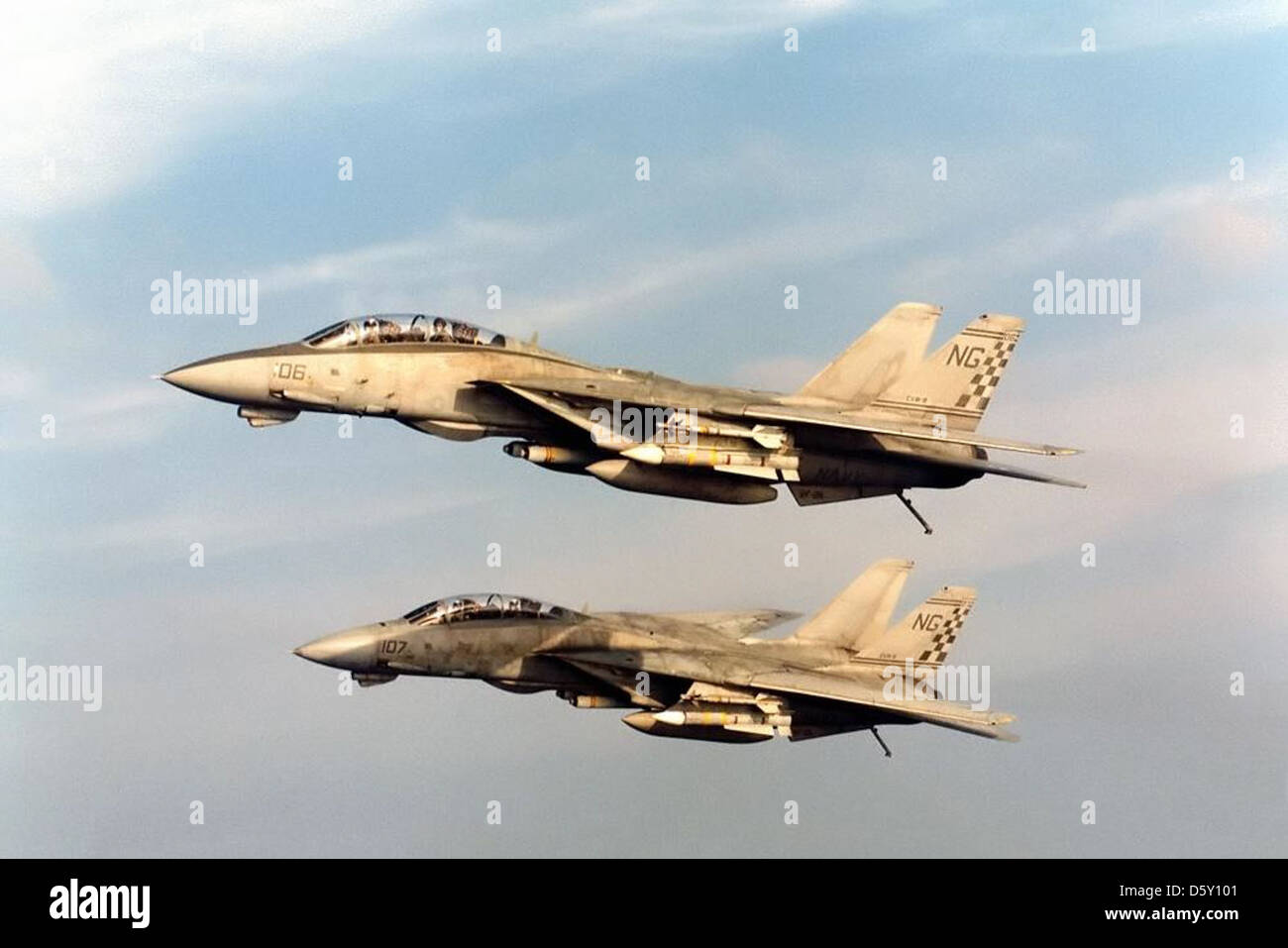 Il Grumman F-14 'Tomcat' era un caccia basato su portaerei utilizzato dalla Marina degli Stati Uniti, rinomato per il suo design ad ala variabile e le capacità d'attacco a lungo raggio. Ha servito come principale caccia navale per la superiorità aerea e la difesa della flotta per oltre 30 anni. Foto Stock