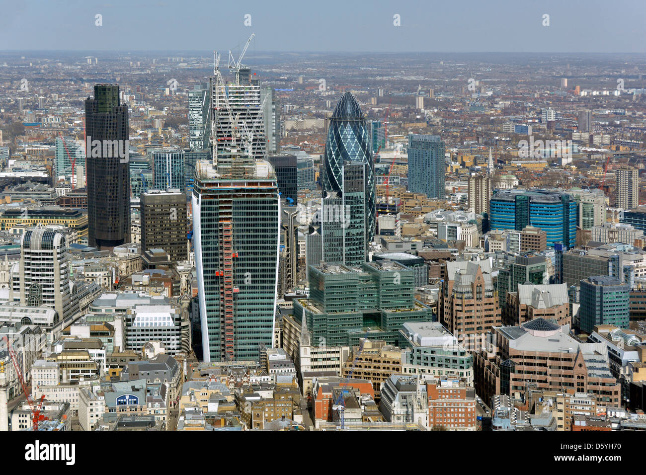Londra vista aerea del nuovo ufficio siti di costruzione Nel miglio quadrato della City di Londra Foto Stock