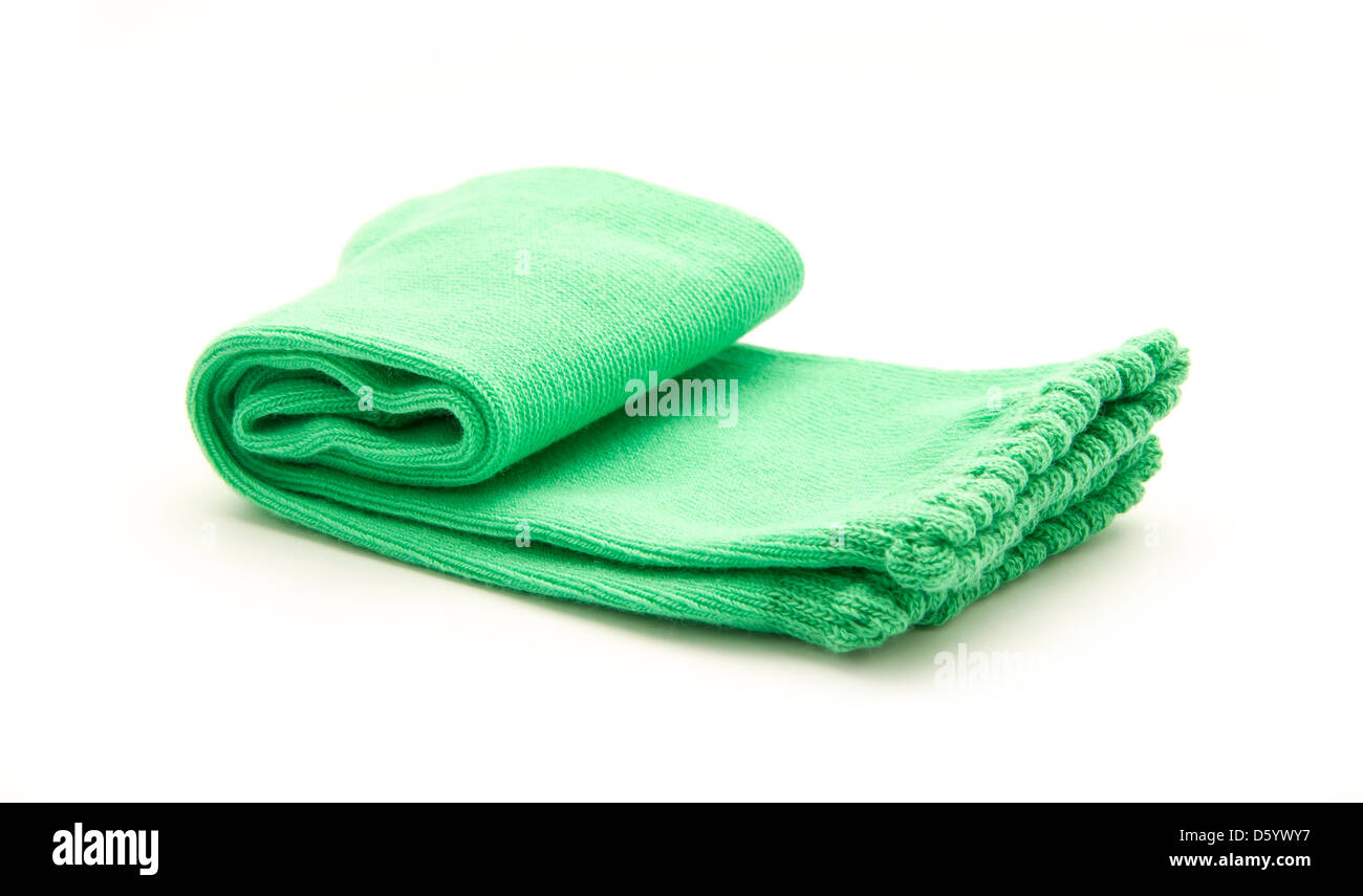 Coppia di calze verde isolato su sfondo bianco Foto Stock