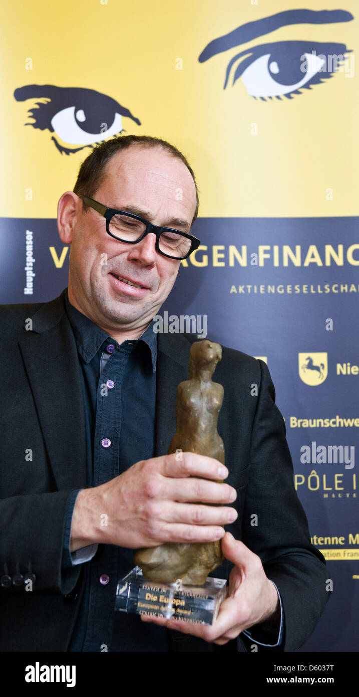 Attore belga Olivier viste Gourmet i suoi attori award' 'Die Europa" presso il Teatro di Stato di Braunschweig, Germania, 11 novembre 2012. Ha ricevuto il premio durante la XXVI Festival Internazionale del Film di Braunschweig. Il premio principale è dotato di 10.000 euro. Foto: TOBIAS KLEINSCHMIDT Foto Stock