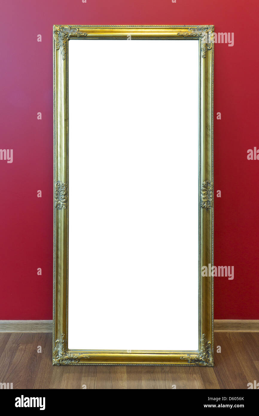 Specchio cornice dorata Foto Stock