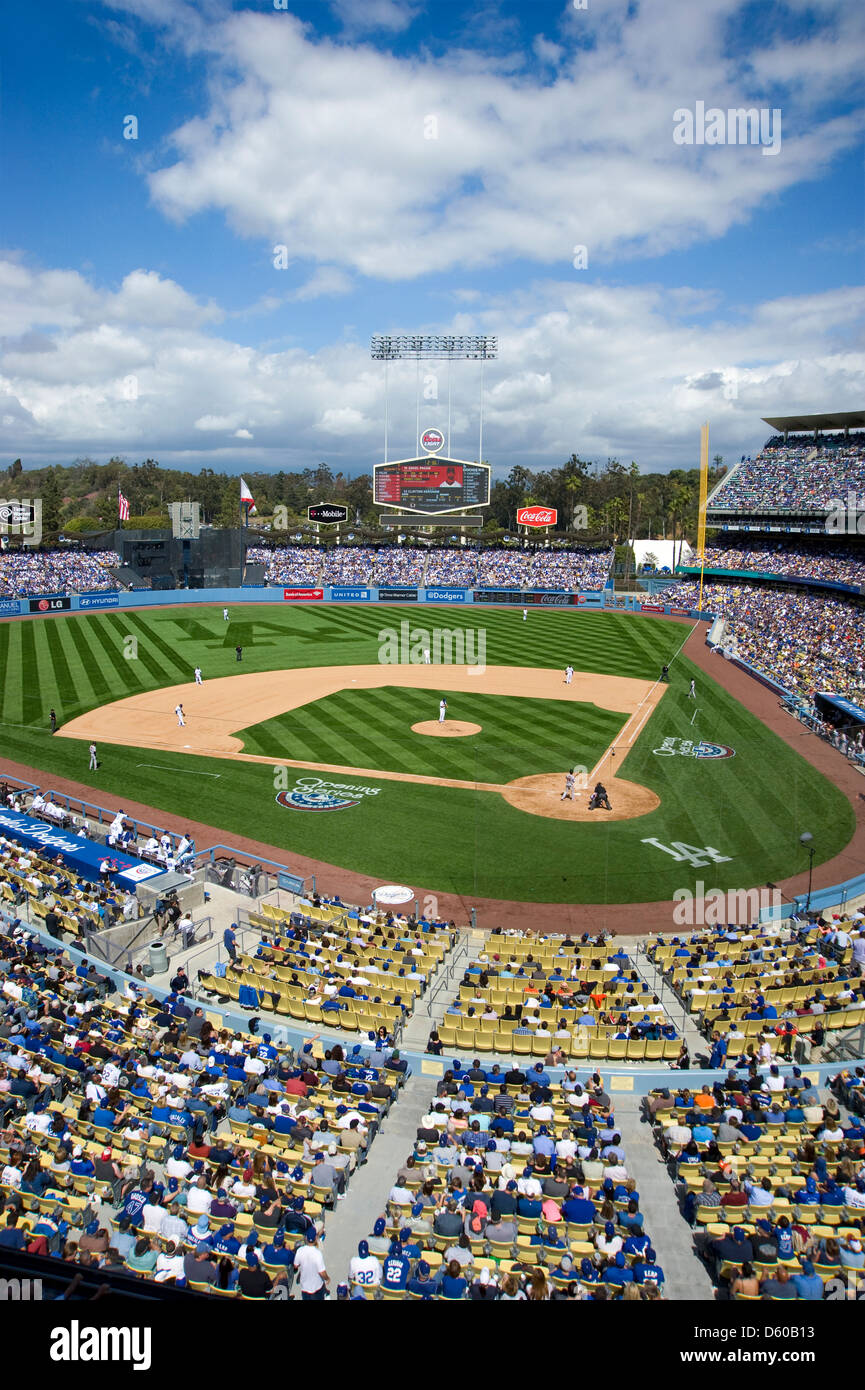 Partita di baseball dei Los Angeles Dodgers al Dodger Stadium, Los Angeles, California, Stati Uniti Foto Stock