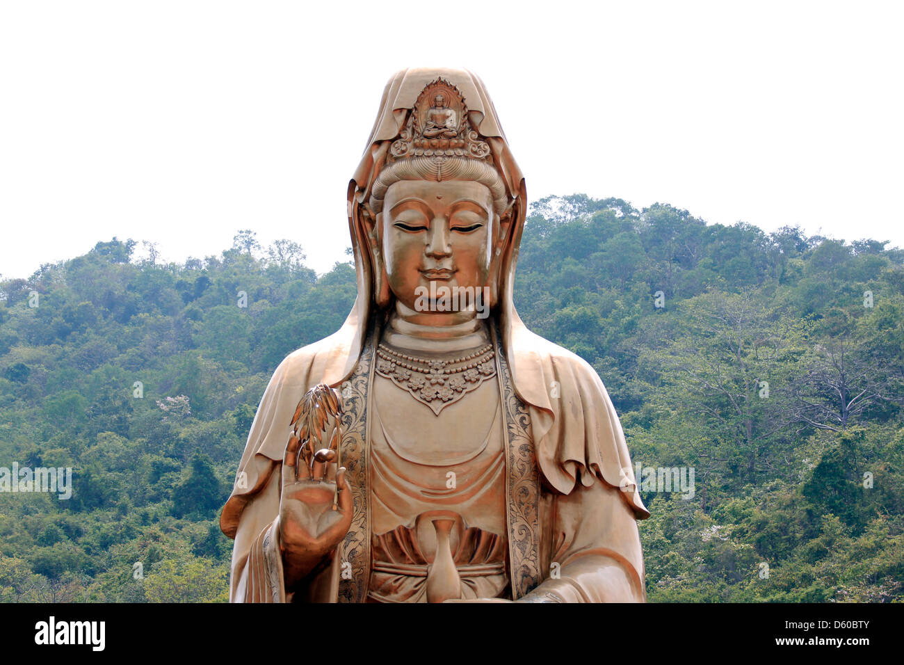 La divinità cinese scultura di Guan Yin,di ottone. Foto Stock
