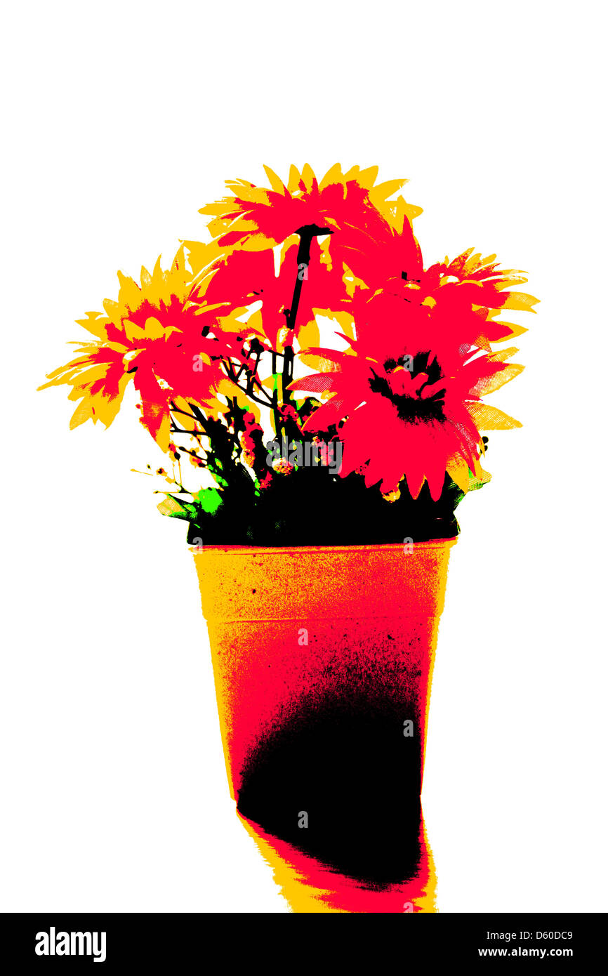 Fiori in un vaso e fiori colorati. Foto Stock