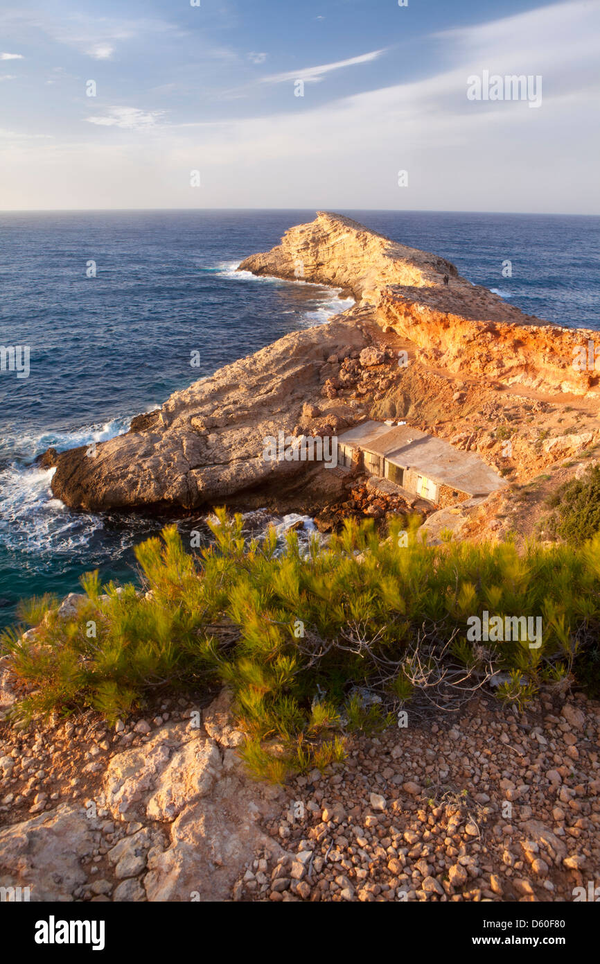 Tramonto a Punta de Sa Galera capo in Sant Antoni de Portmany, Ibiza, Illes Balears, Spagna Foto Stock