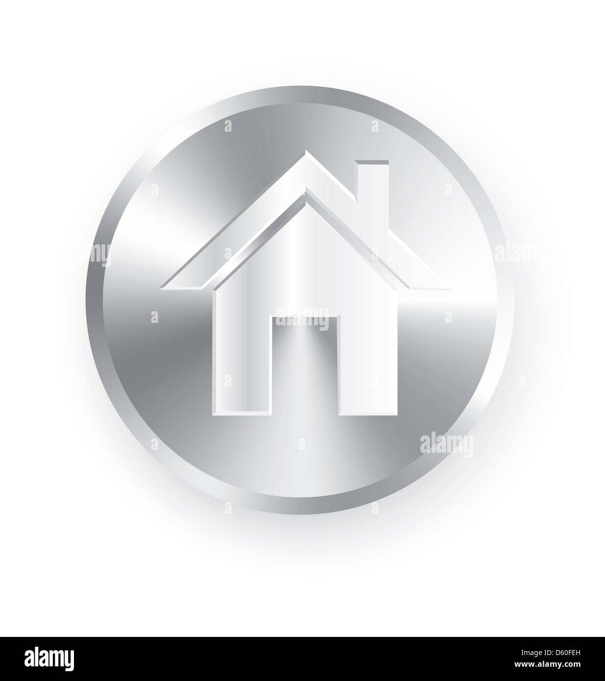 Home icona pulsante in metallo Foto Stock