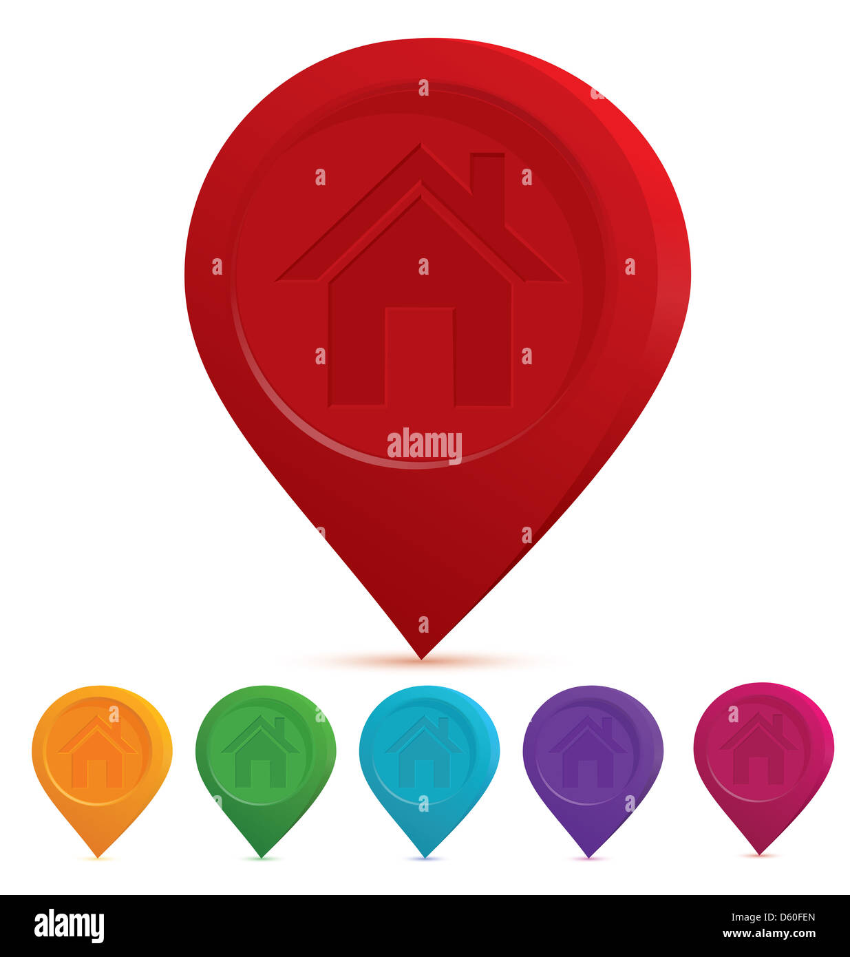 Icona Home drop pin Foto Stock