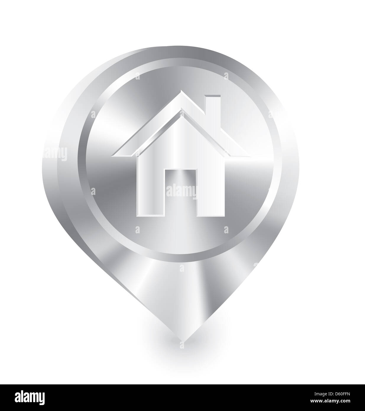 Home icona goccia di metallo pin Foto Stock