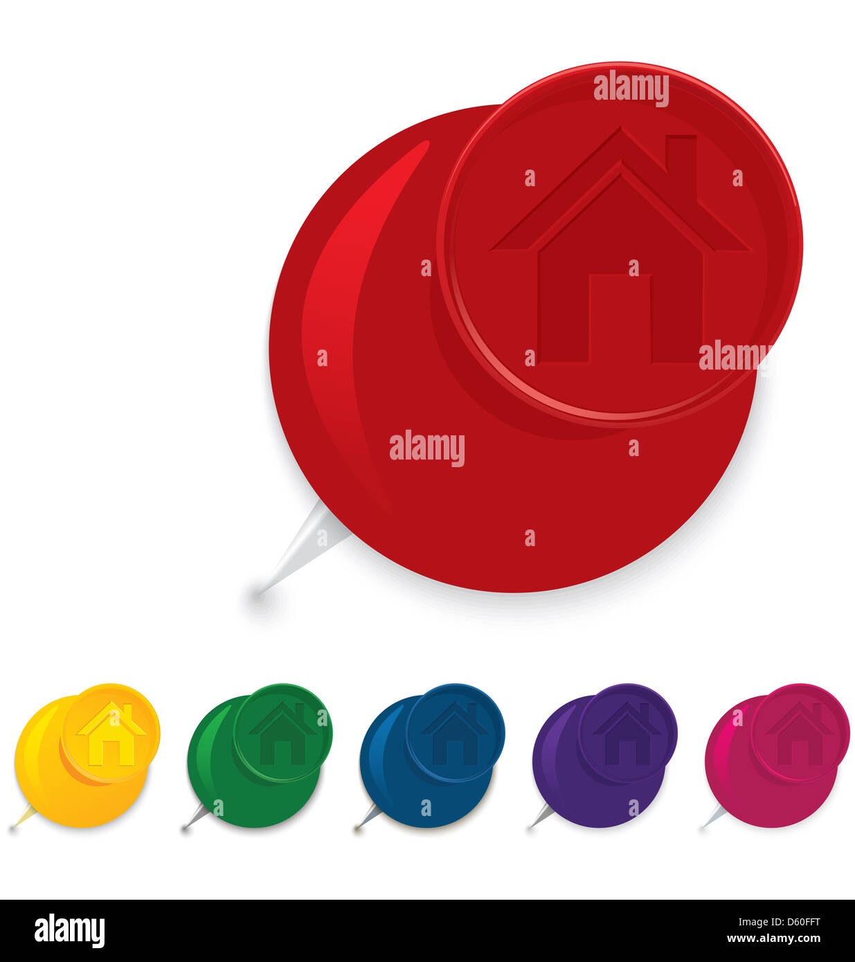 Icona Home spingere il pin Foto Stock