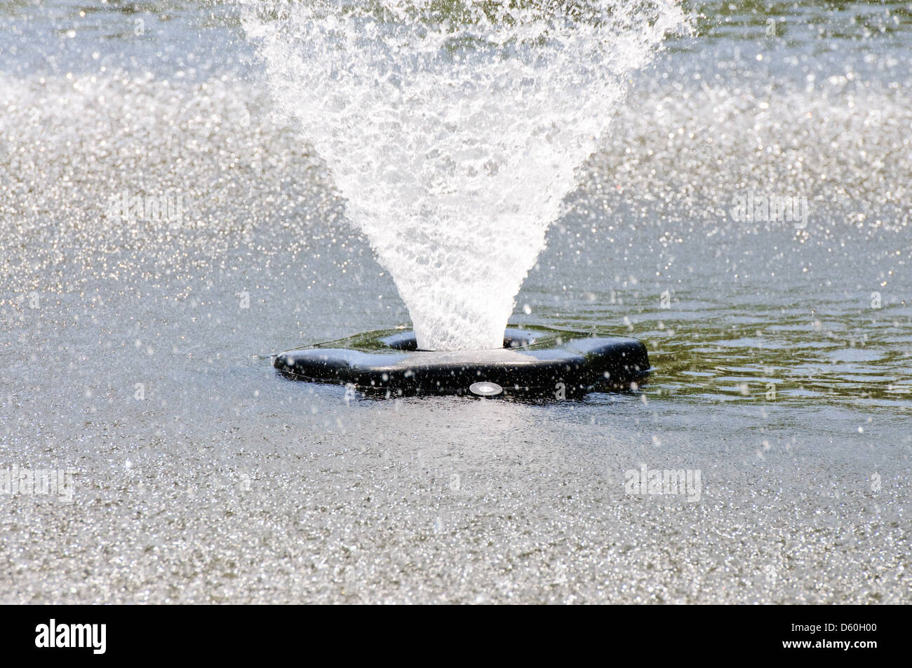 Fontana di acqua la spruzzatura al di fuori di un laghetto. Foto Stock