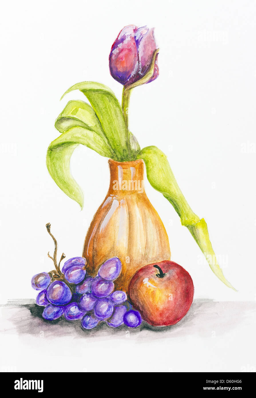 Tulip e frutti ancora vita Foto Stock