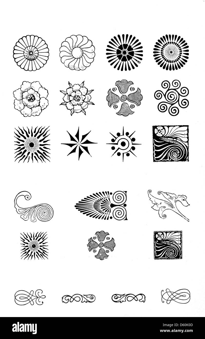 Questo catalogo 1897 offre un'esposizione completa di materiali per la composizione, tra cui bordi, ornamenti, righelli in ottone e tagli. Presenta macchinari per la stampa e prodotti in legno, evidenziando i progressi industriali dell'epoca nel settore della stampa. Foto Stock