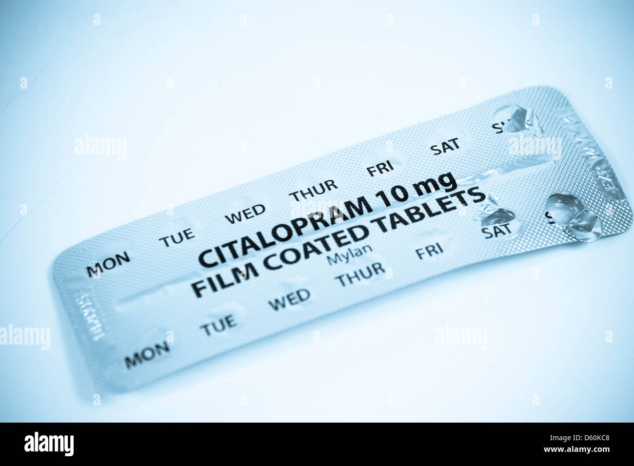 Parte utilizzata in blister di 10mg Citalopram anti depressione compresse Foto Stock