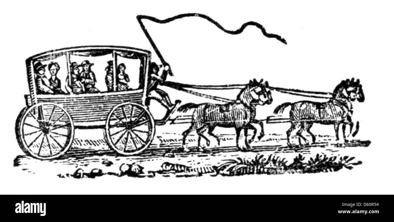 Una pubblicazione del 1834 circa, "A Present from New York", con immagini e descrizioni di scene importanti della città, tra cui una carrozza trainata da cavalli, che illustra New York all'inizio del XIX secolo. Foto Stock