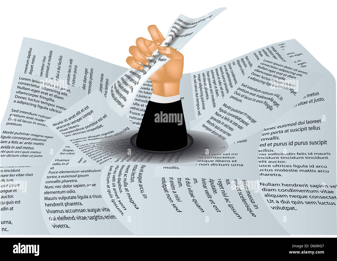 In un mare di ​​bureaucracy. l uomo annegamento in carta Foto Stock