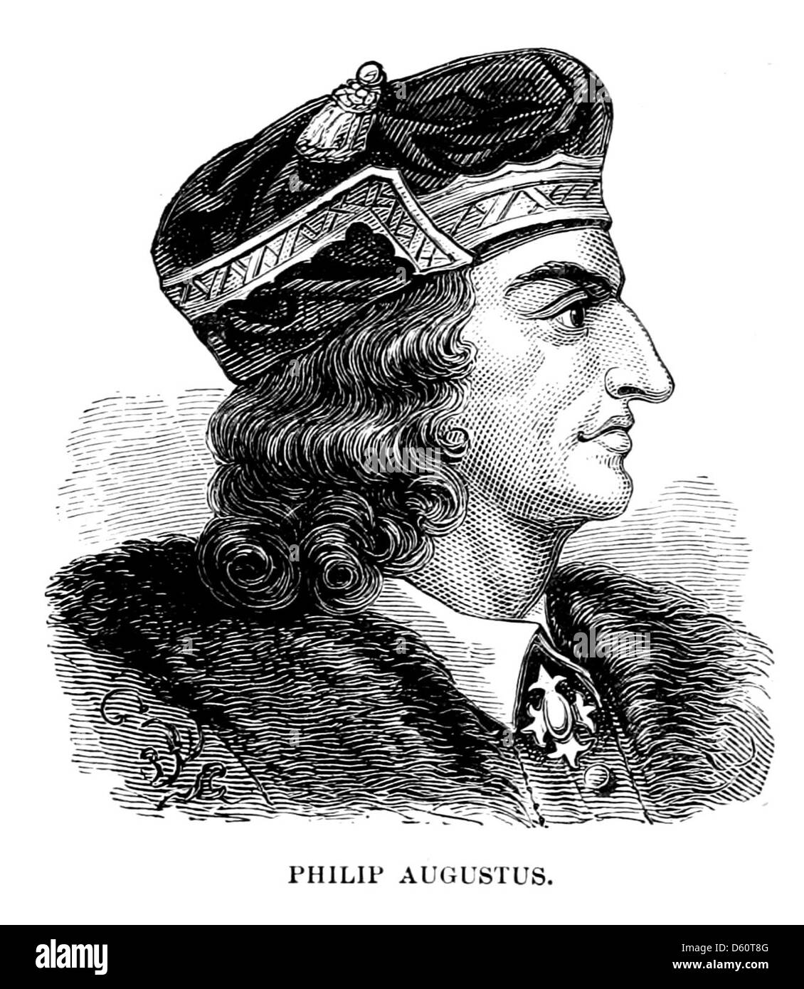 Un'immagine tratta da "una breve storia dei popoli medievali e moderni" (1899), raffigurante Filippo Augusto, un re medievale francese. L'illustrazione si concentra sul suo regno e sull'impatto che ha avuto sulla storia della Francia durante il Medioevo. Foto Stock