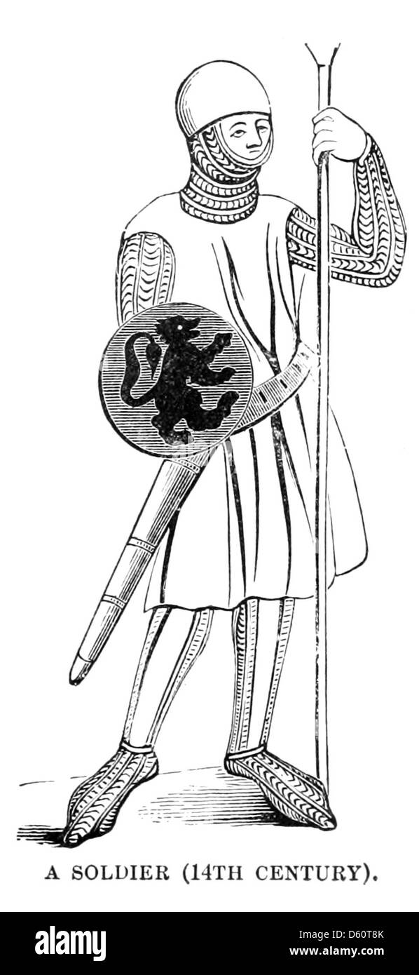 Questo libro del 1899 fornisce una panoramica dei popoli medievali e moderni, con un focus sul soldato del XIV secolo. Approfondisce i ruoli e le esperienze dei soldati durante il periodo medievale, evidenziando il loro contributo agli eventi storici. Foto Stock