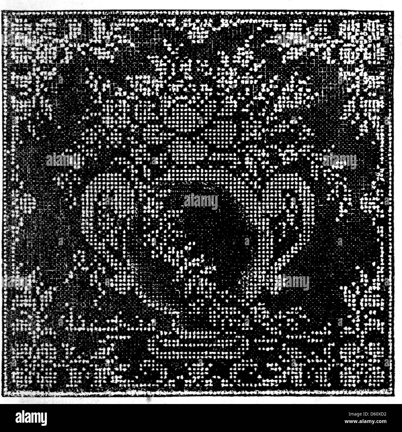 Un'illustrazione tratta da "A Choice Collection of Patterns for Needle-Work" (1880), con intricati motivi a uncinetto e a punta d'ago. L'immagine mostra l'artigianato dettagliato coinvolto nella progettazione di cuciture del XIX secolo. Foto Stock