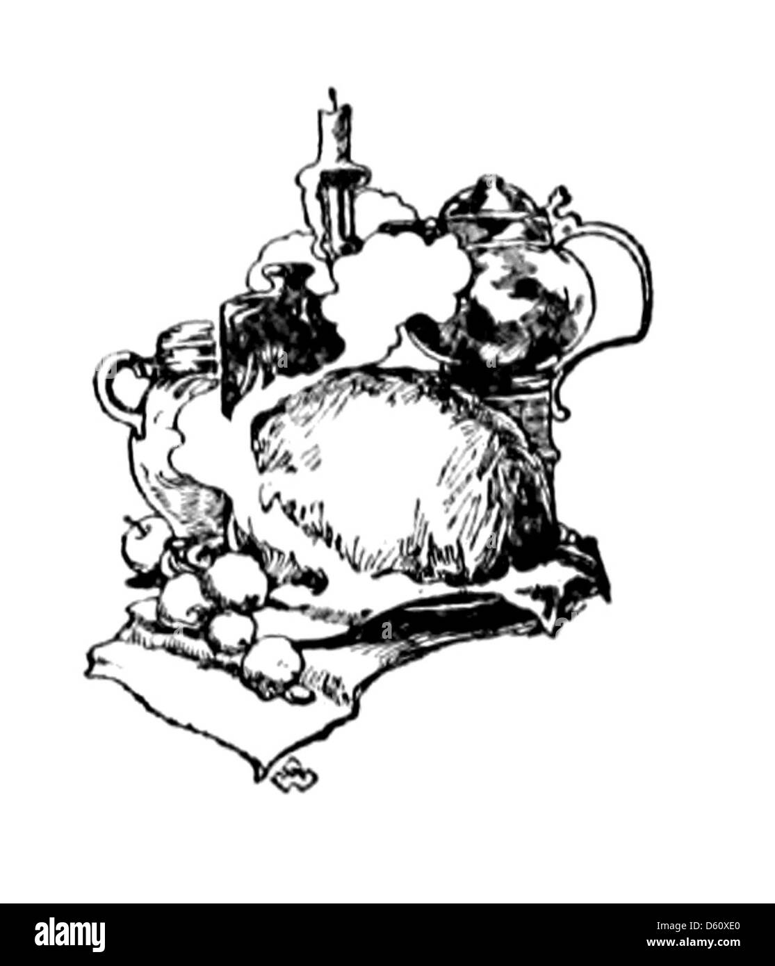 Questa edizione del 1905 combina "A Christmas Carol" di Charles Dickens e "The Cricket on the Hearth", due delle sue storie più amate. L'illustrazione mette in evidenza lo spirito festivo e i temi della famiglia, della carità e dell'allegria natalizia in questi classici racconti. Foto Stock