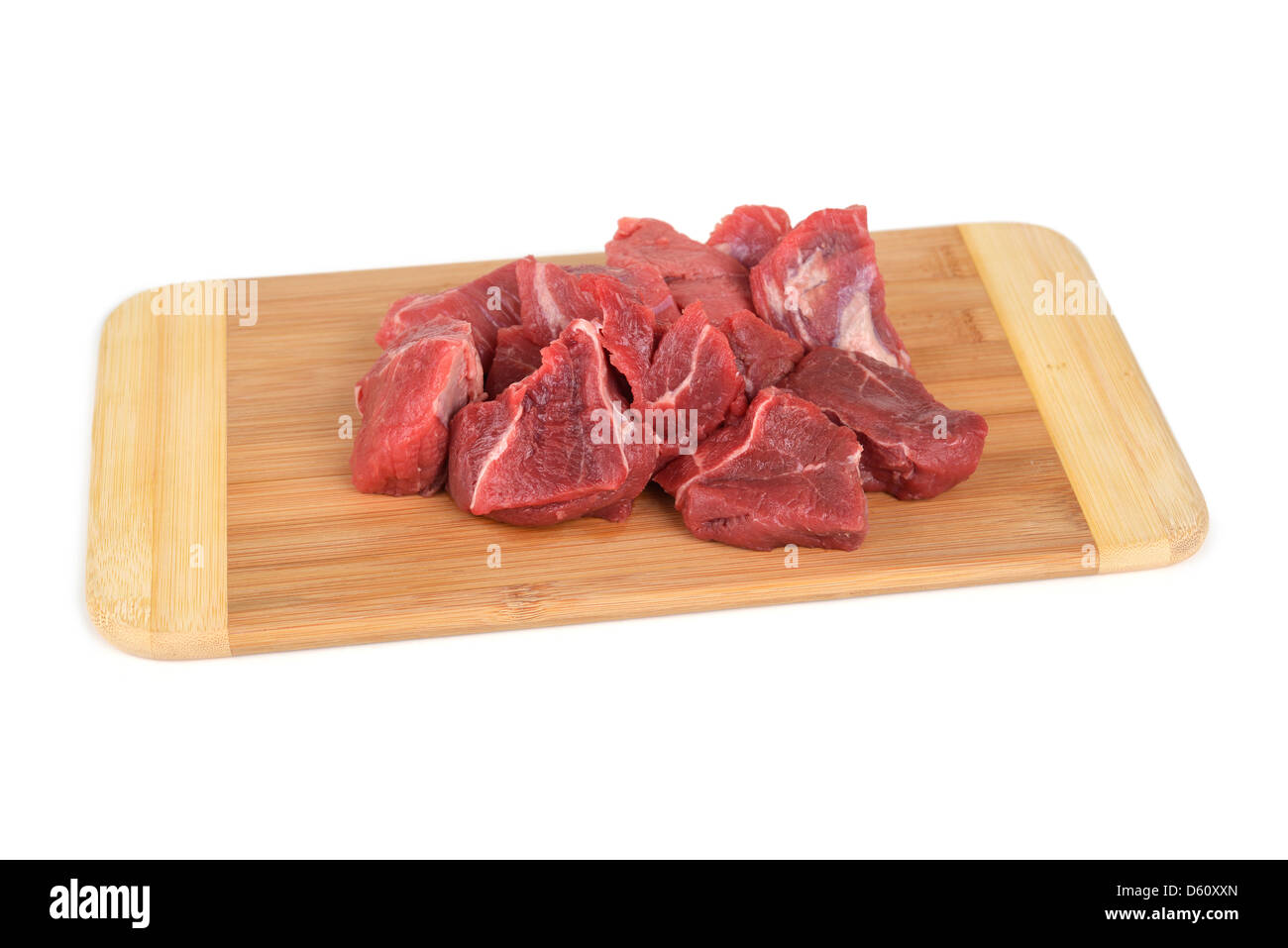 Cottura cubetti di carne di manzo Foto Stock