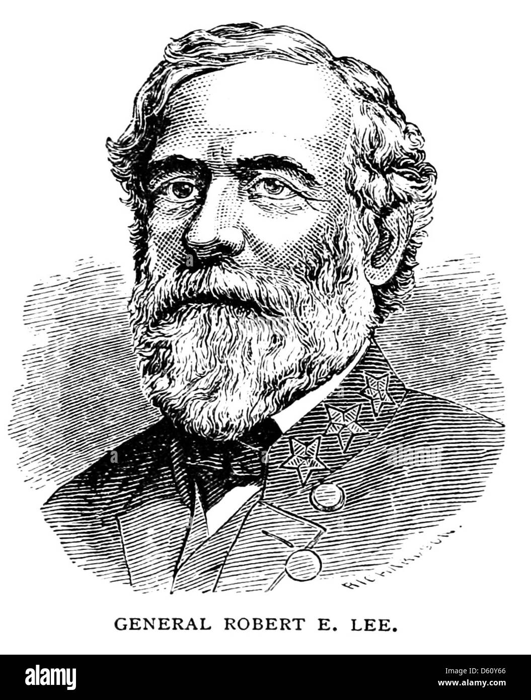 Questa immagine del 1872 tratta da "A Brief History of the United States" mostra Robert E. Lee, il generale confederato durante la guerra civile americana, una figura fondamentale nella storia degli Stati Uniti. Foto Stock